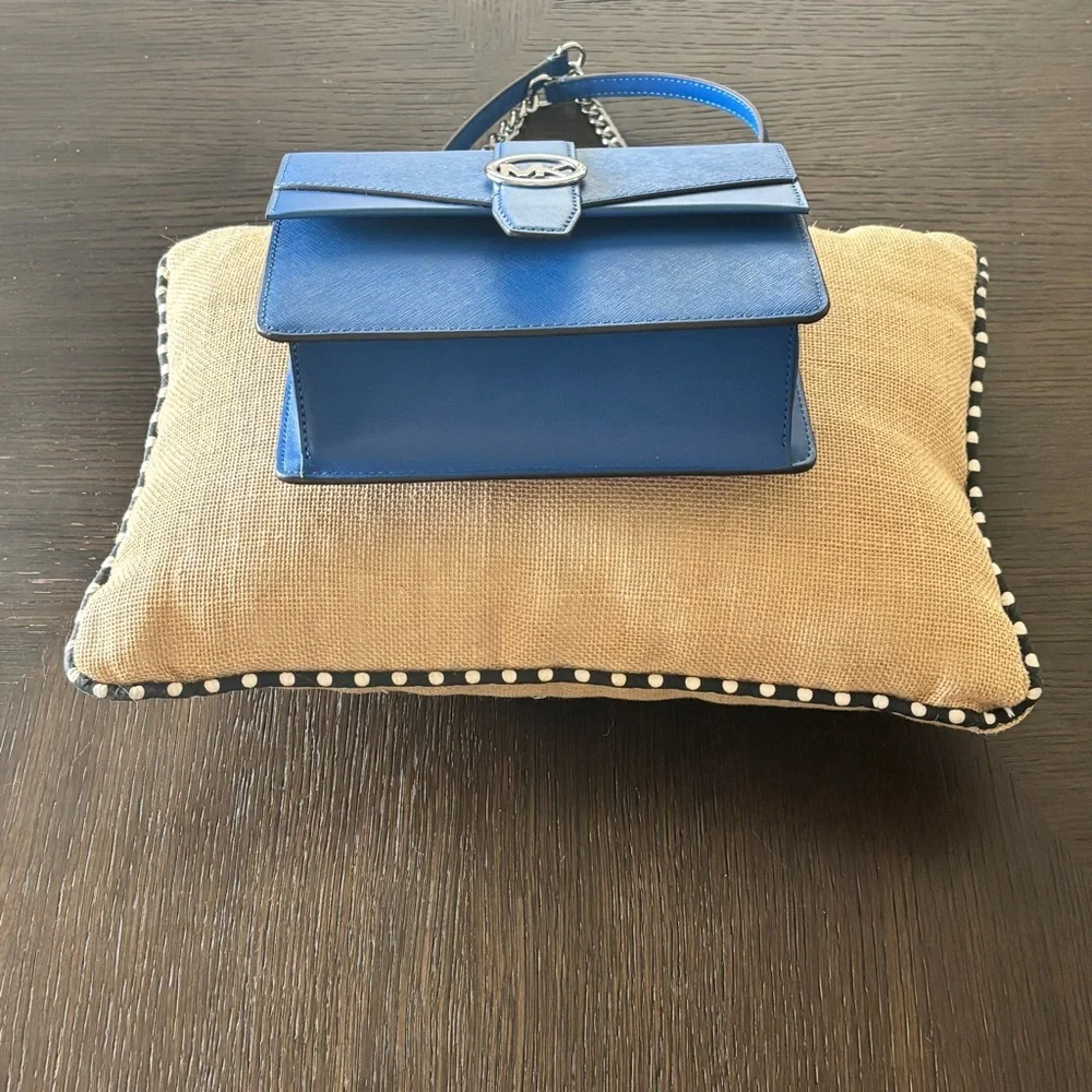 NWT Michael Kors Greenwich Jet Set Travel Crossbody Bag Galaxy Blue + Care Card